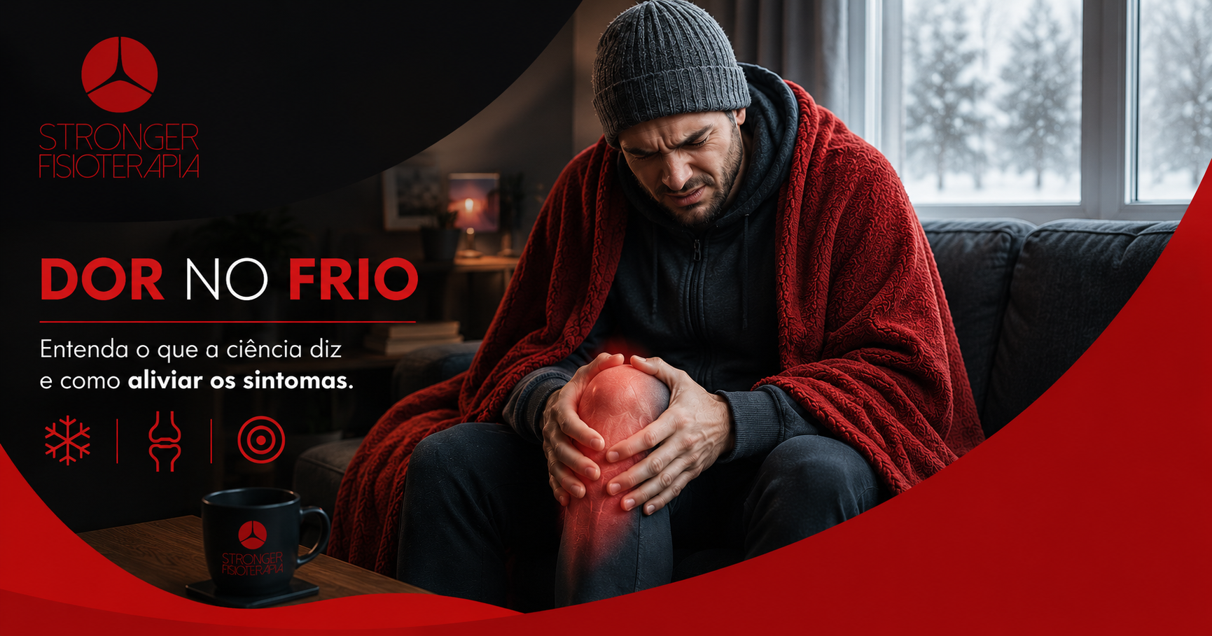 Pessoa com dor no joelho sentindo frio